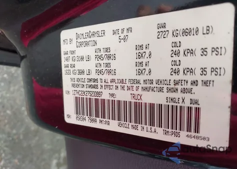 2007 Mitsubishi Raider Ls z USA, uszkodzony, nr VIN 1Z7HC22K27S233997